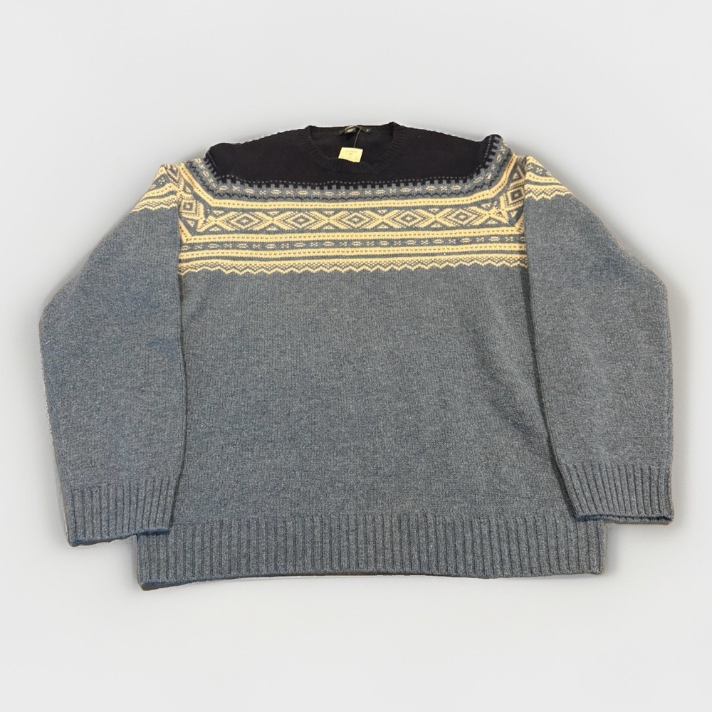 J Crew Lambswool Sweater Men's XLT Blue Crewneck NWT